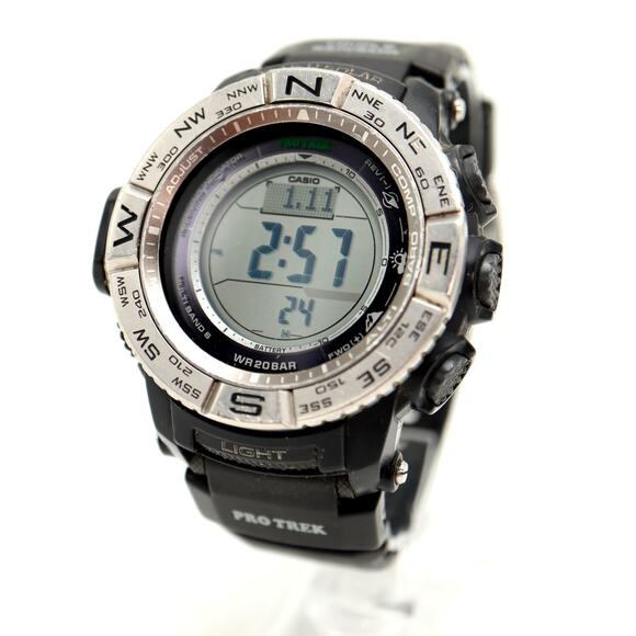Casio Pro Trek Men's Watch PRW-3500 Solar Triple Sensor Digital Black Working - Picture 1 of 16